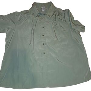 Only Necessities Peachskin Button Front Woman's Mint Green 2X